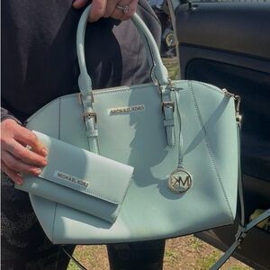Michael Kors Mint Green Satchel and Wallet
